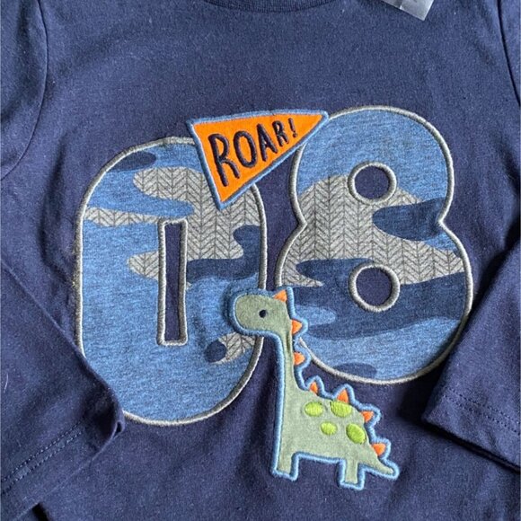 First Impressions Infant/Toddler Boys Long Sleeve 'Dinosaur' Shirt-Blue-18M-NWT - Picture 2 of 4